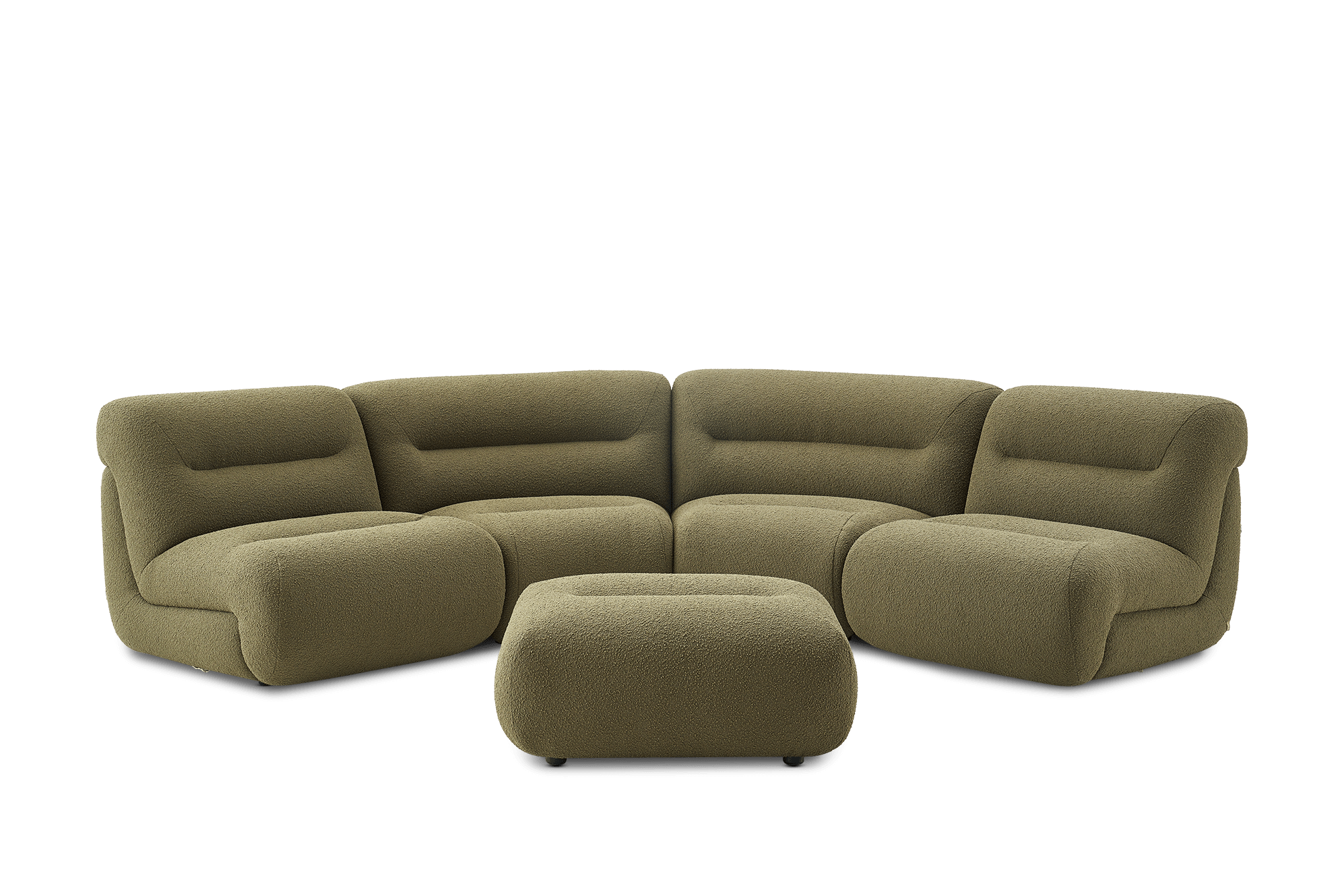 Tovi 4-Piece Sectional Sofa with Ottoman, (Performance Infinity Boucle) Moss
