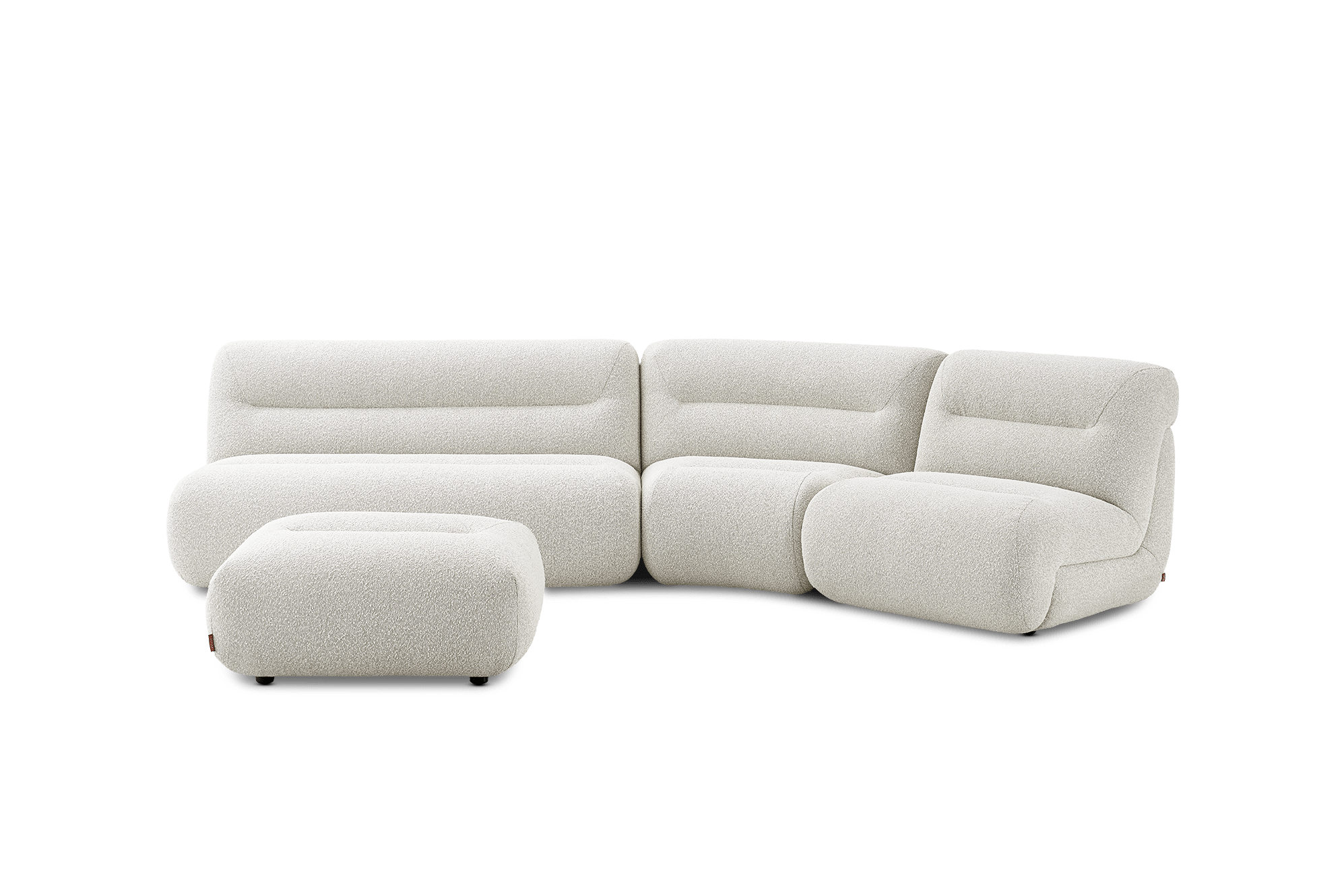 Tovi Angled Chaise Sectional Sofa with Ottoman, (Performance Infinity Boucle) White Quartz