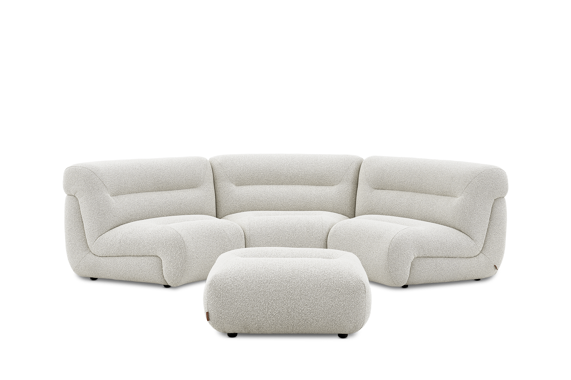 Tovi Performance Boucle Curve 3 Seater Sofa with Ottoman 2