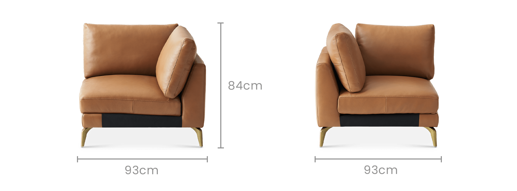 dimension of Lena Leather Corner Sofa