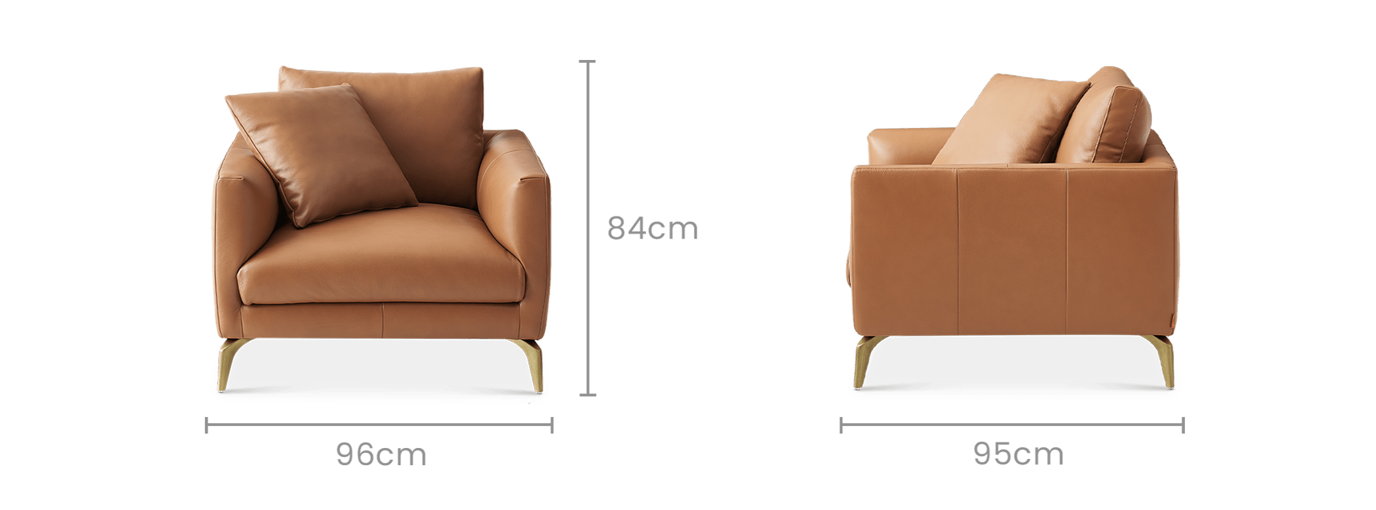 dimension of Lena Leather Armchair