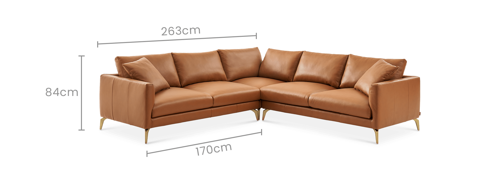 dimension of Lena Leather L-Shaped Sofa