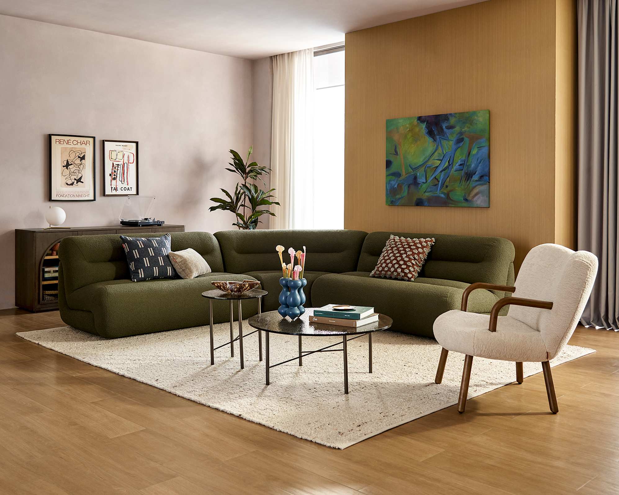 Tovi L-Shape Sectional Sofa, (Performance Infinity Boucle) Moss lifestyle