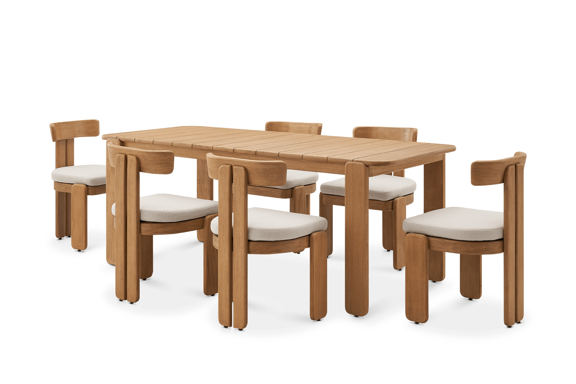Eden Outdoor Dining Table 200cm and 6 Dining Chairs, (Sable) Oat