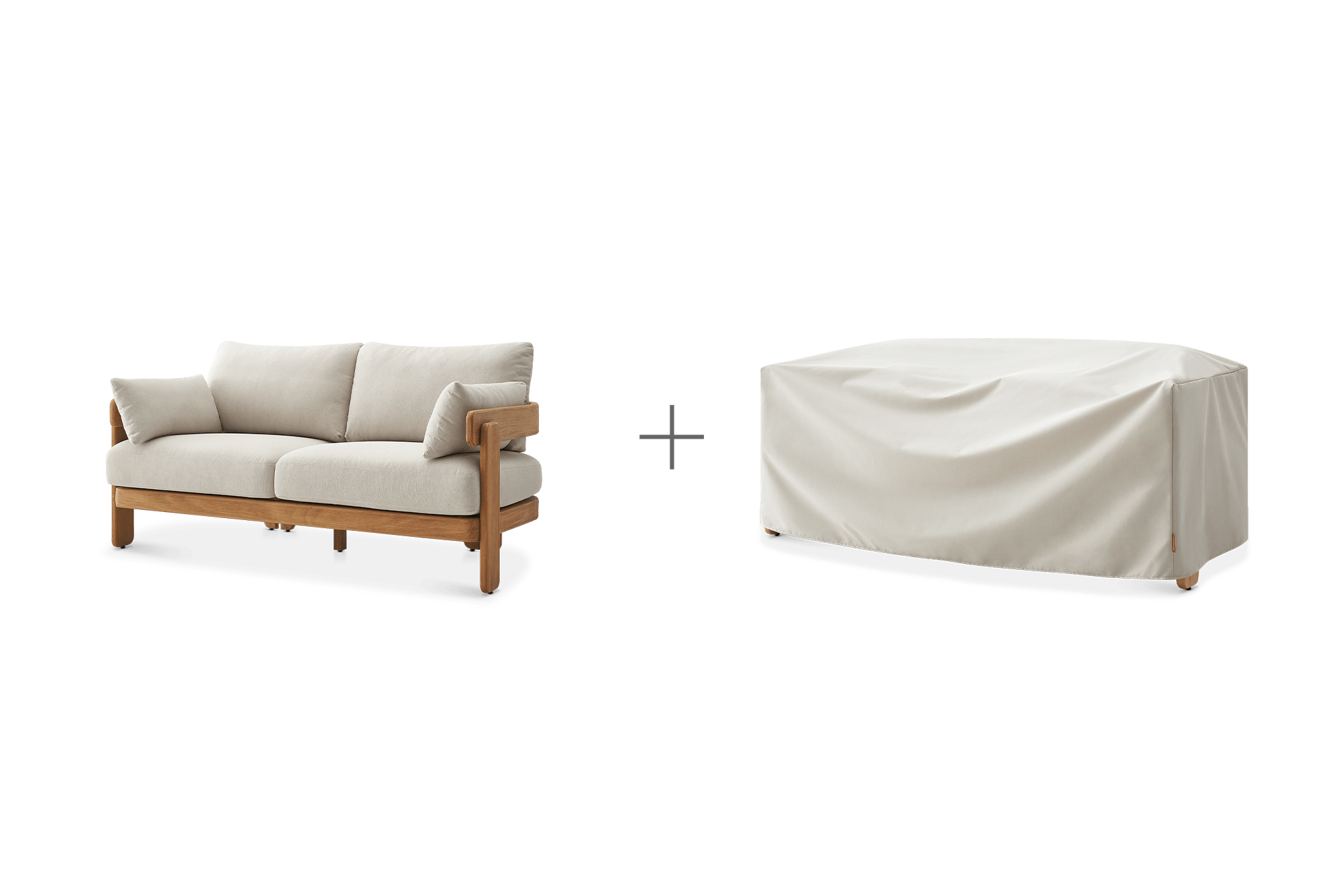 Eden Outdoor Loveseat with Ivory Cover, (Sable) Oat