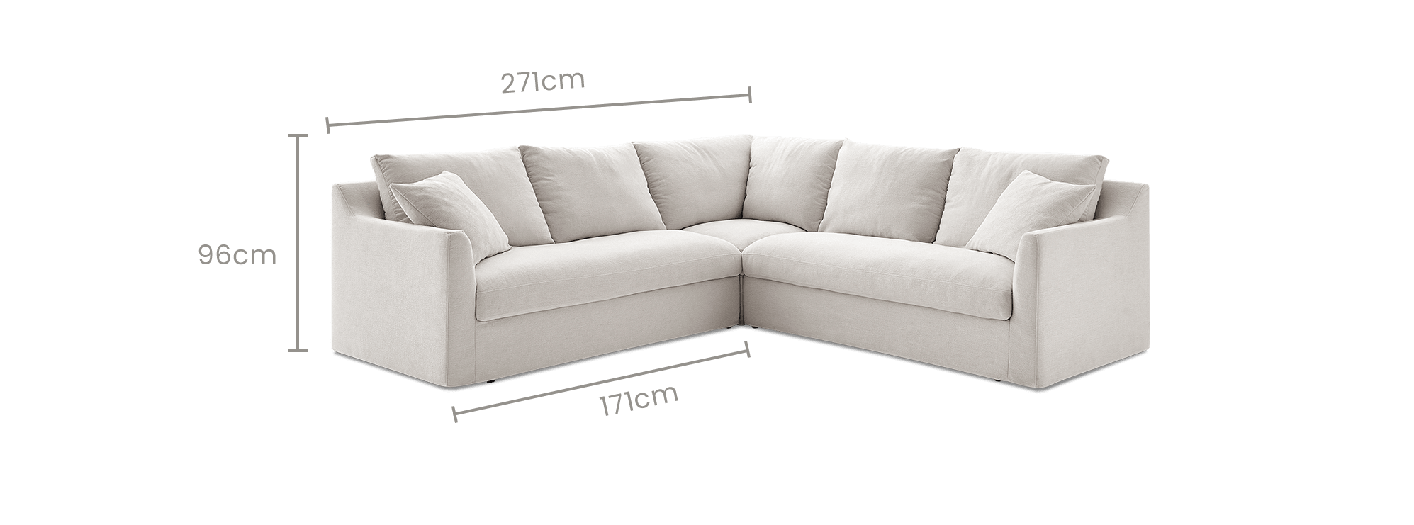 dimension of Agnes Slipcover Storage L-Shaped Sofa