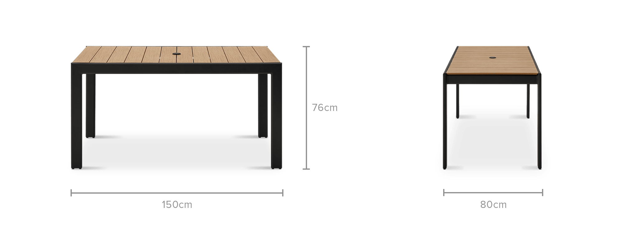 dimension of Sorrento Garden Dining Table