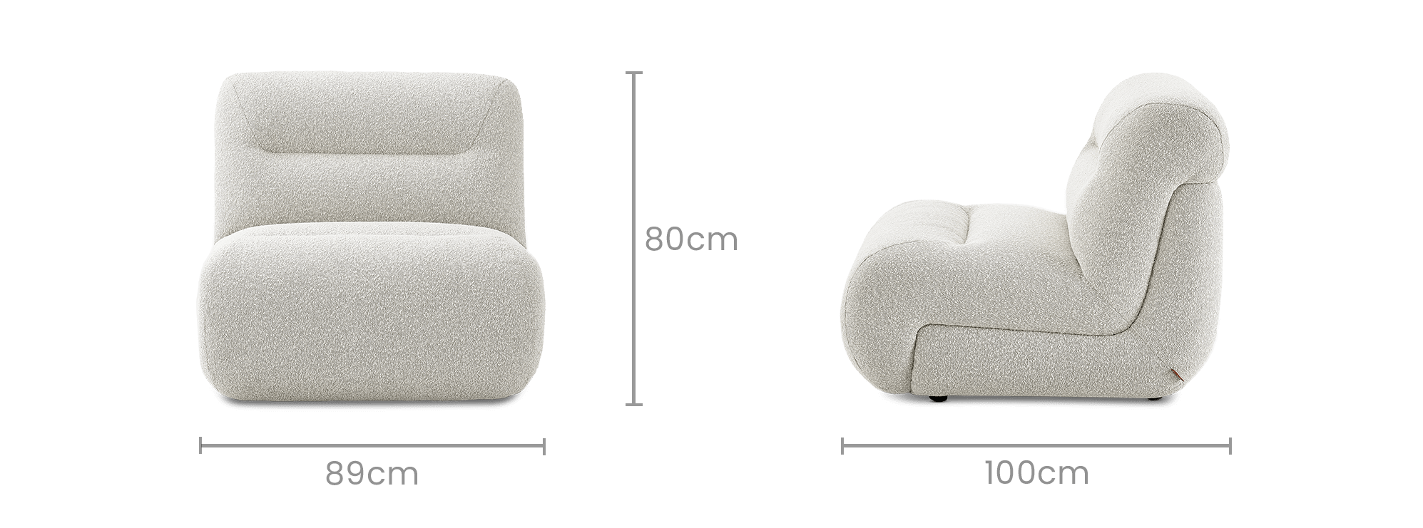 dimension of Tovi Performance Boucle Armless Sofa