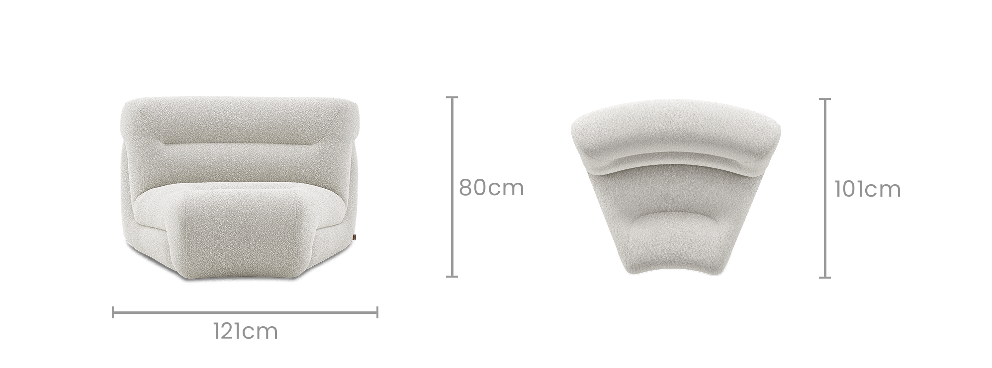 dimension of Tovi Performance Boucle Wedge Sofa