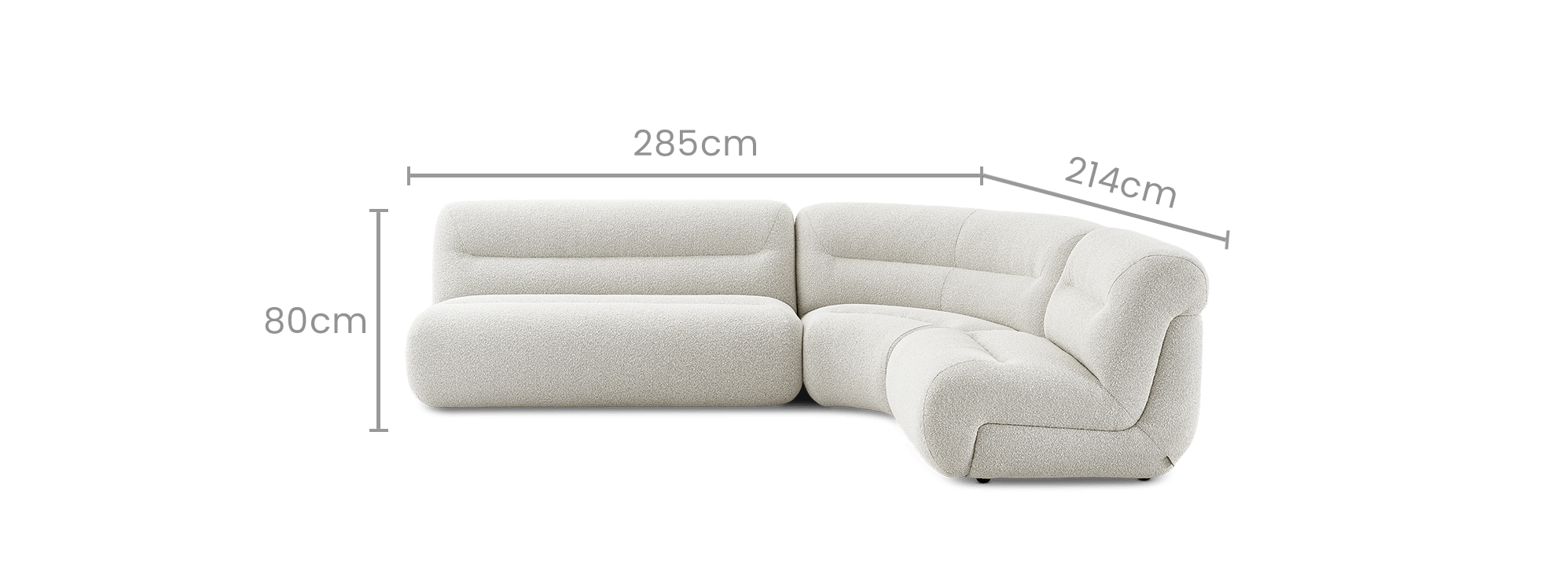dimension of Tovi Performance Boucle 3-Piece Chaise Sectional Sofa