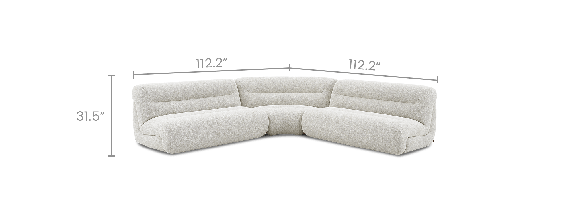 dimension of Tovi Performance Boucle L-Shape Sectional Sofa