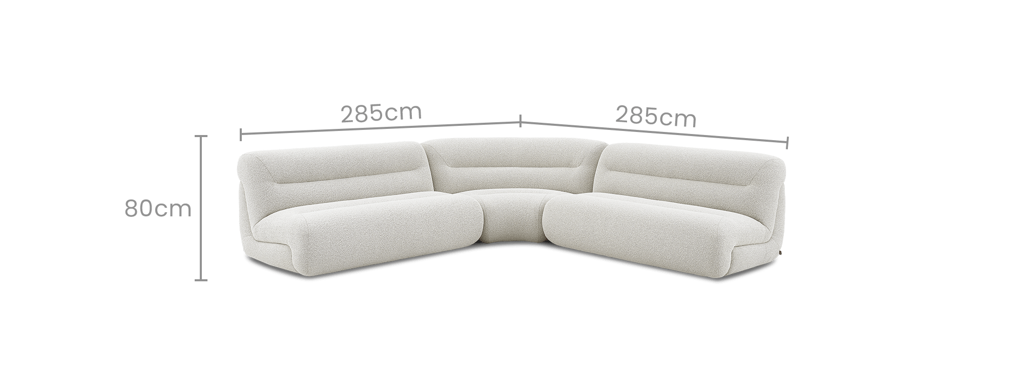 dimension of Tovi Performance Boucle L-Shape Sectional Sofa