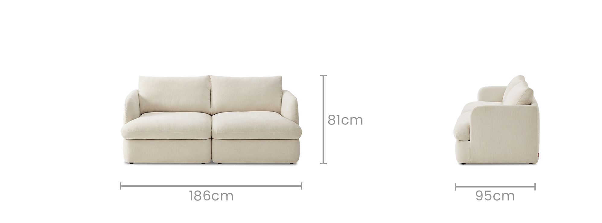 dimension of Ollie Storage 3 Seater Sofa