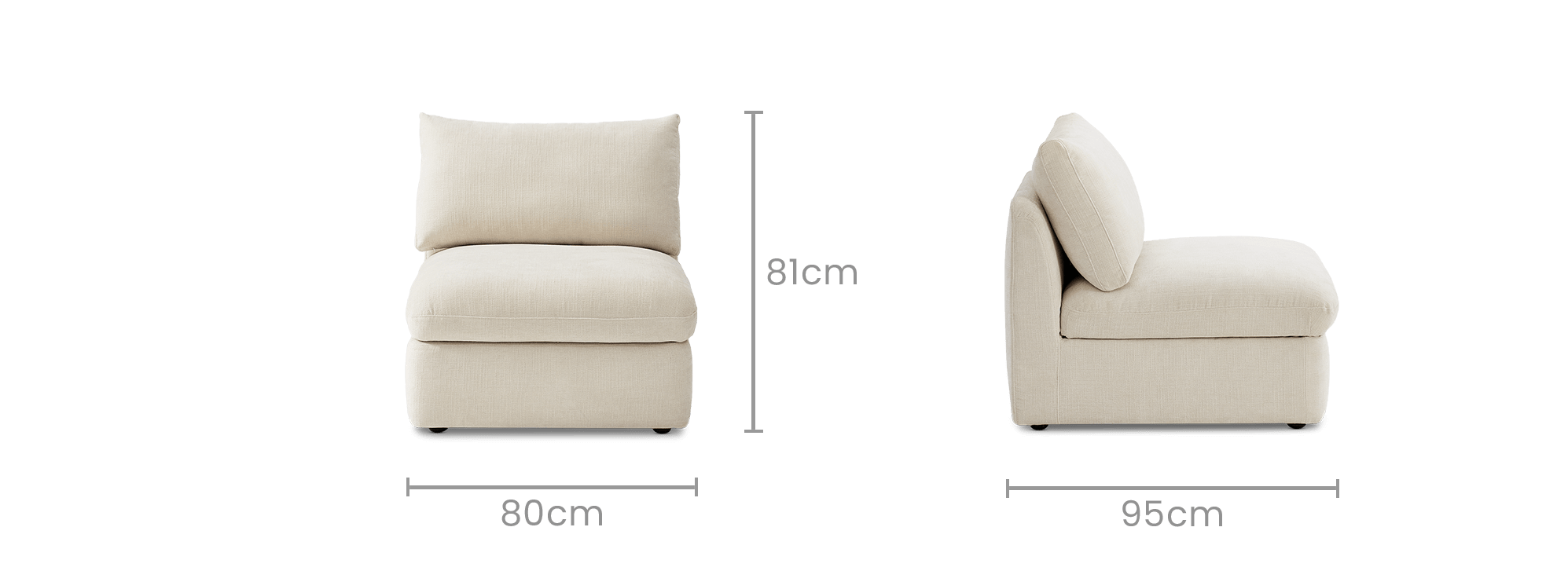 dimension of Ollie Storage Armless Sofa