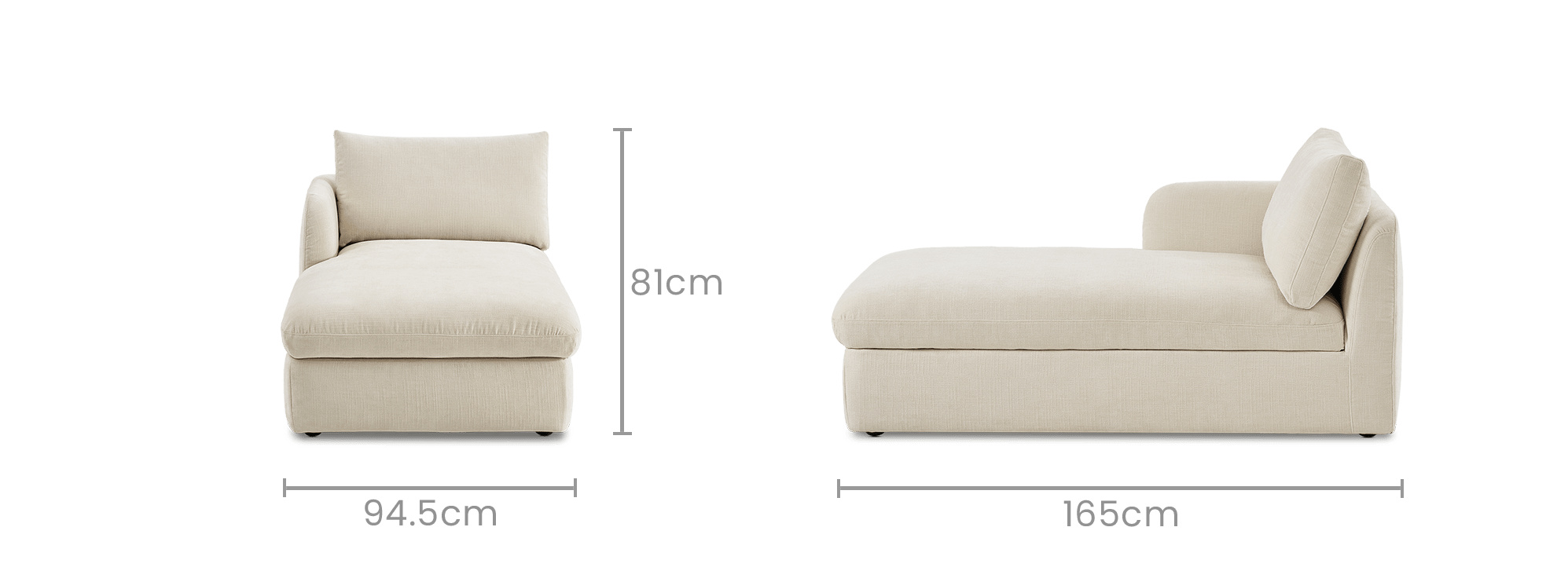dimension of Ollie Storage Left Arm Chaise