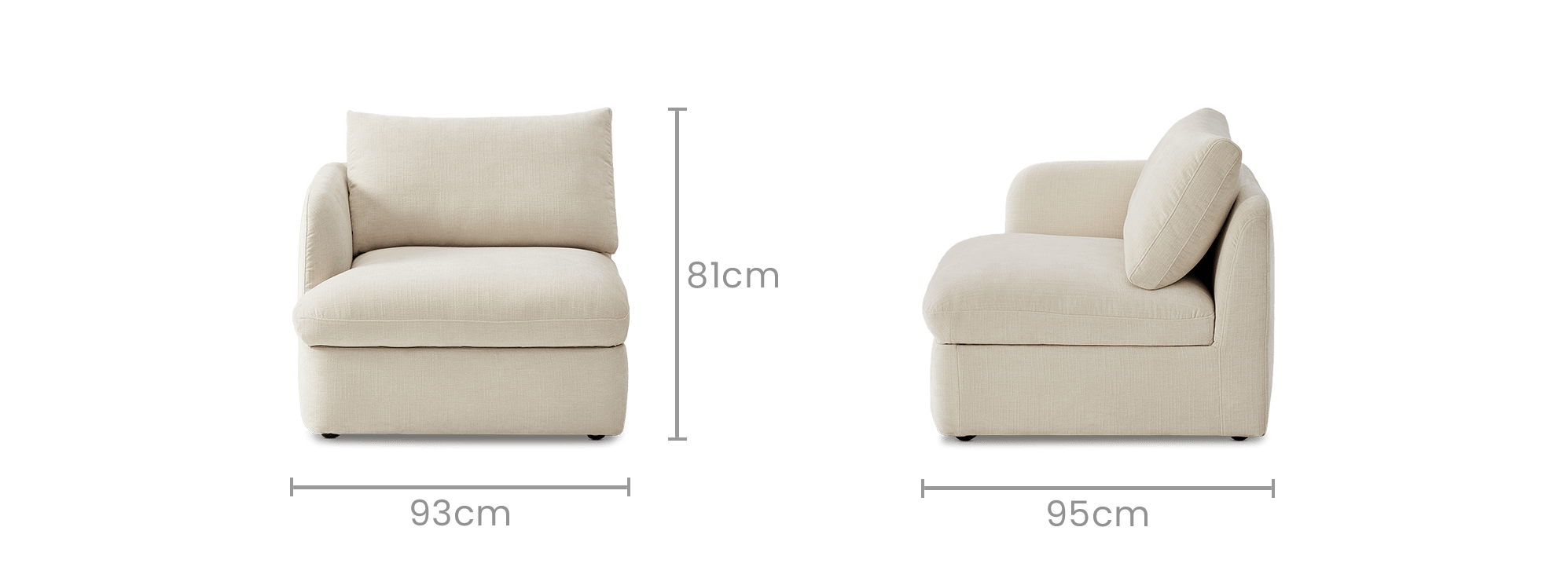 dimension of Ollie Storage Left Arm Sofa