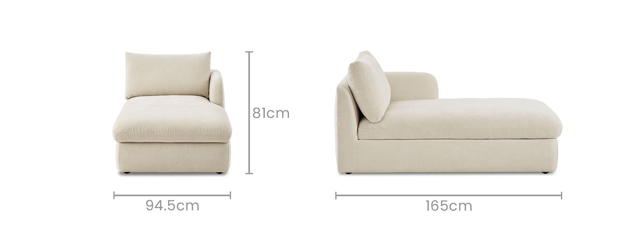 dimension of Ollie Storage Right Arm Chaise