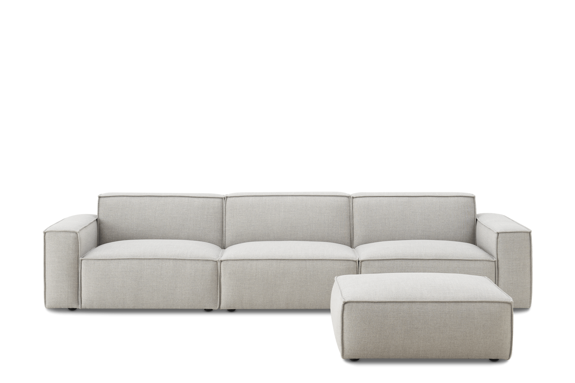 Jonathan Extended Sofa with Ottoman, (Performance Twill) Dove Grey