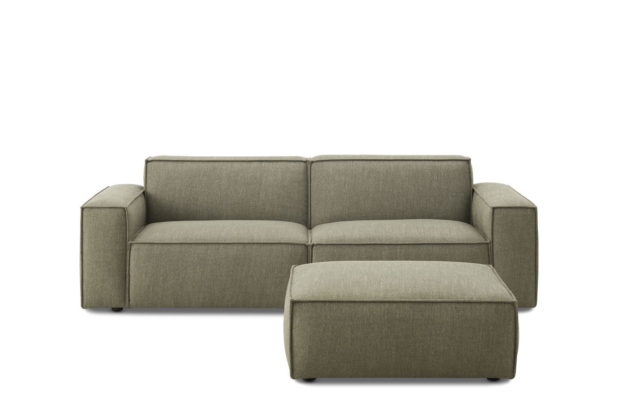 Jonathan 3 Seater Sofa with Ottoman, (Performance Twill) Moss
