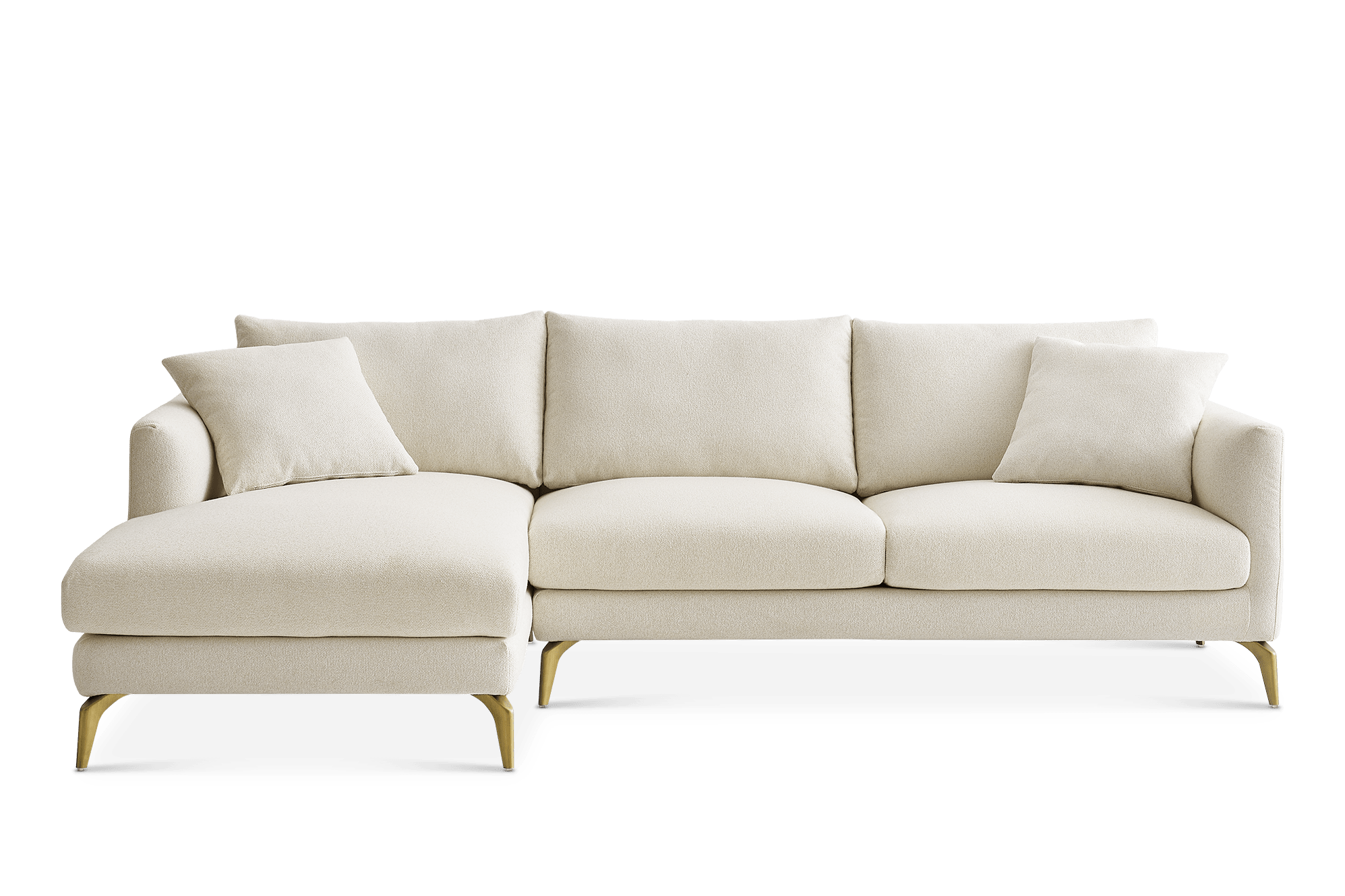 Lena Chaise Sectional Sofa Left Facing Cover, (Performance Hugo) Cream