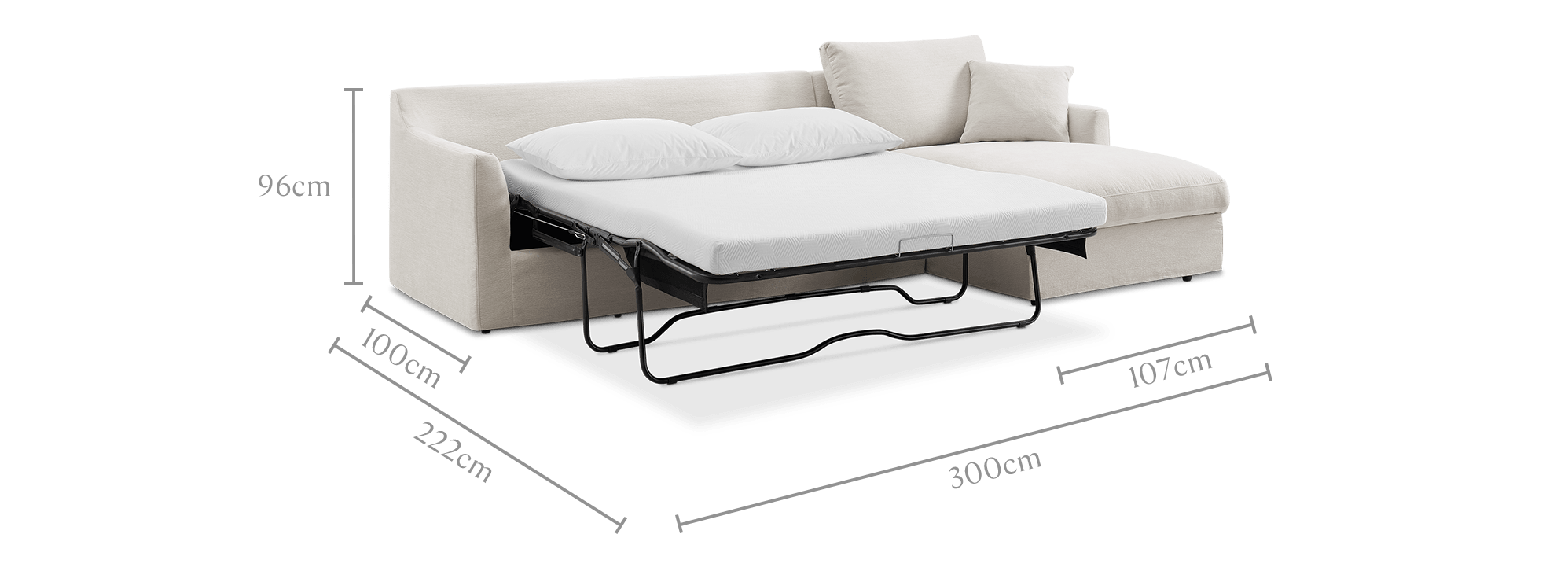 dimension of Agnes Chaise Sectional Sofa Bed