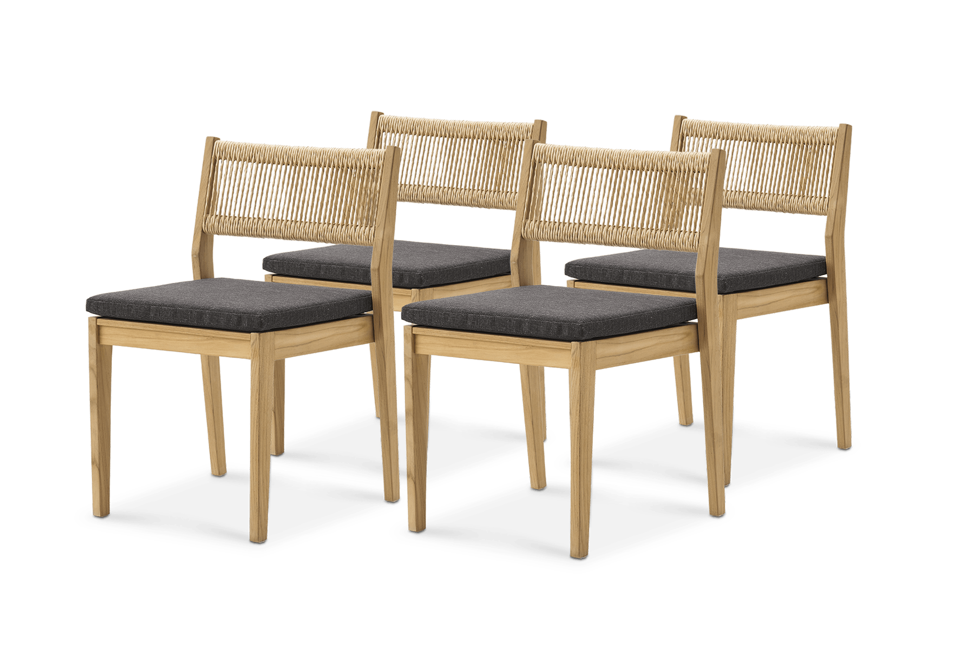 Rio Outdoor Teak Dining Chair Set of 4 (Treated Version), Slate