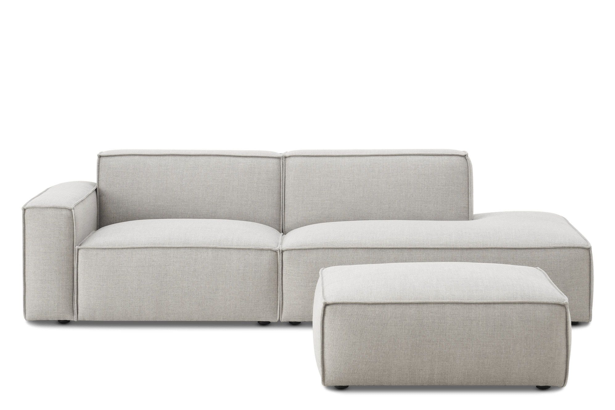 Jonathan Side Chaise Sofa Right Facing with Footstool, (Performance Twill) Dove Grey