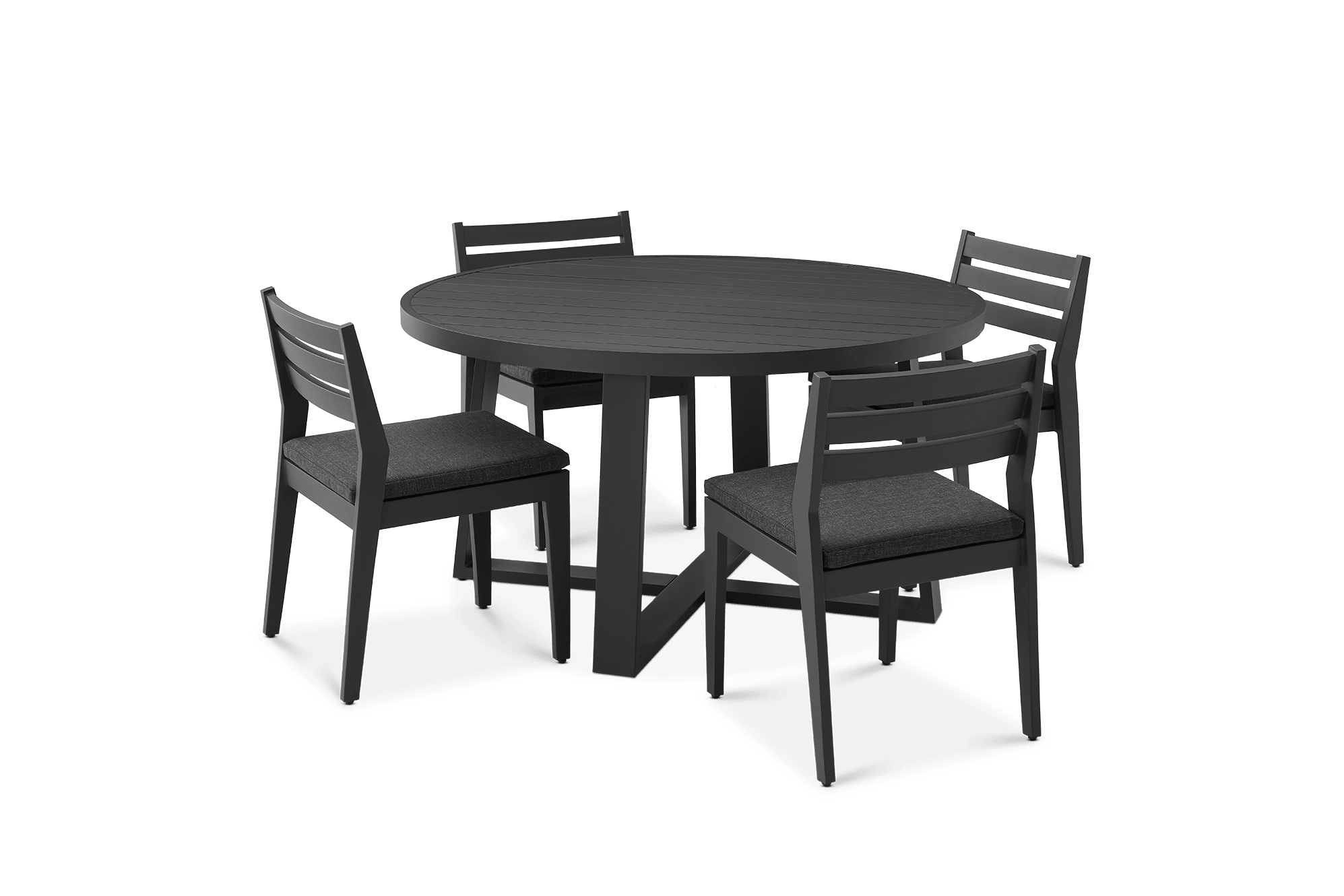 Rio Outdoor Aluminum Round Dining Table, 140cm and 4 Chairs, Slate