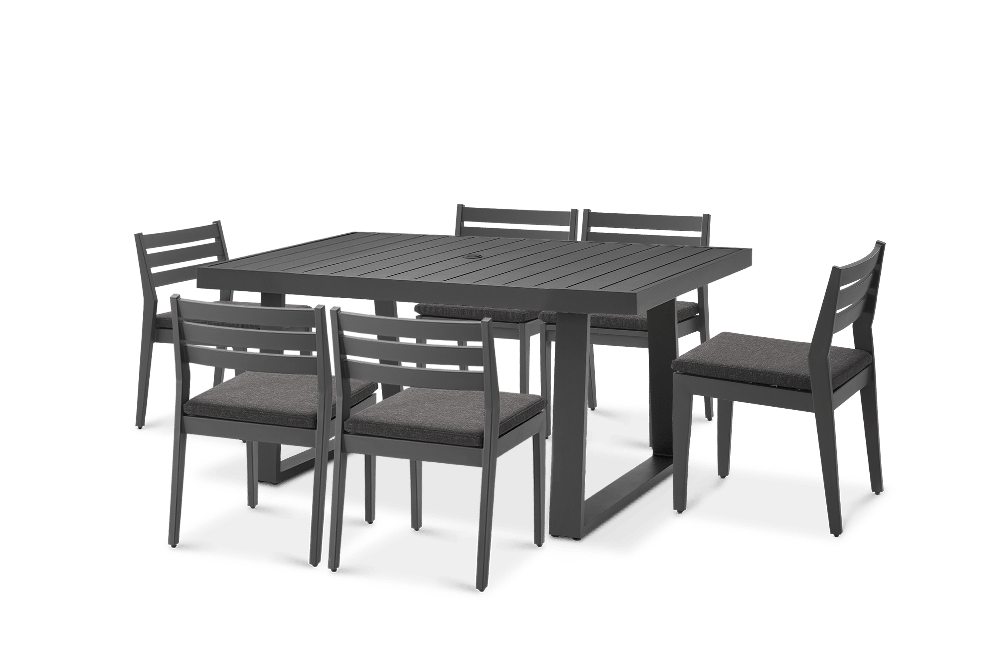 Rio Outdoor Aluminum Dining Table, 63" and 6 Chairs, Slate