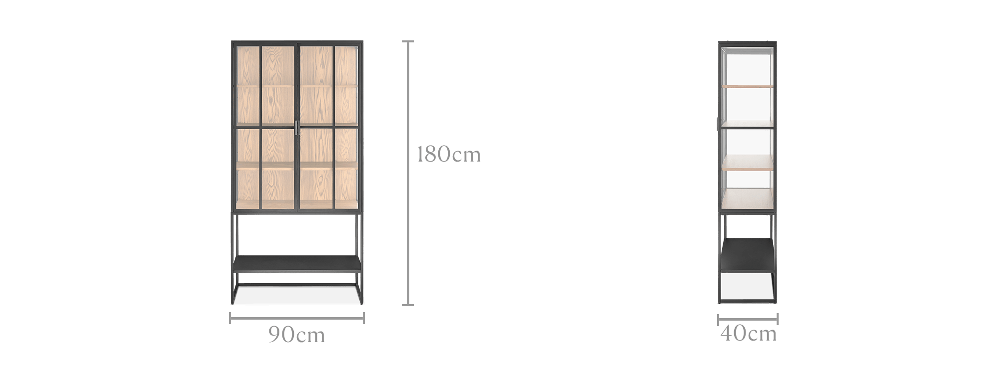 dimension of Panes Glass Tall Cabinet