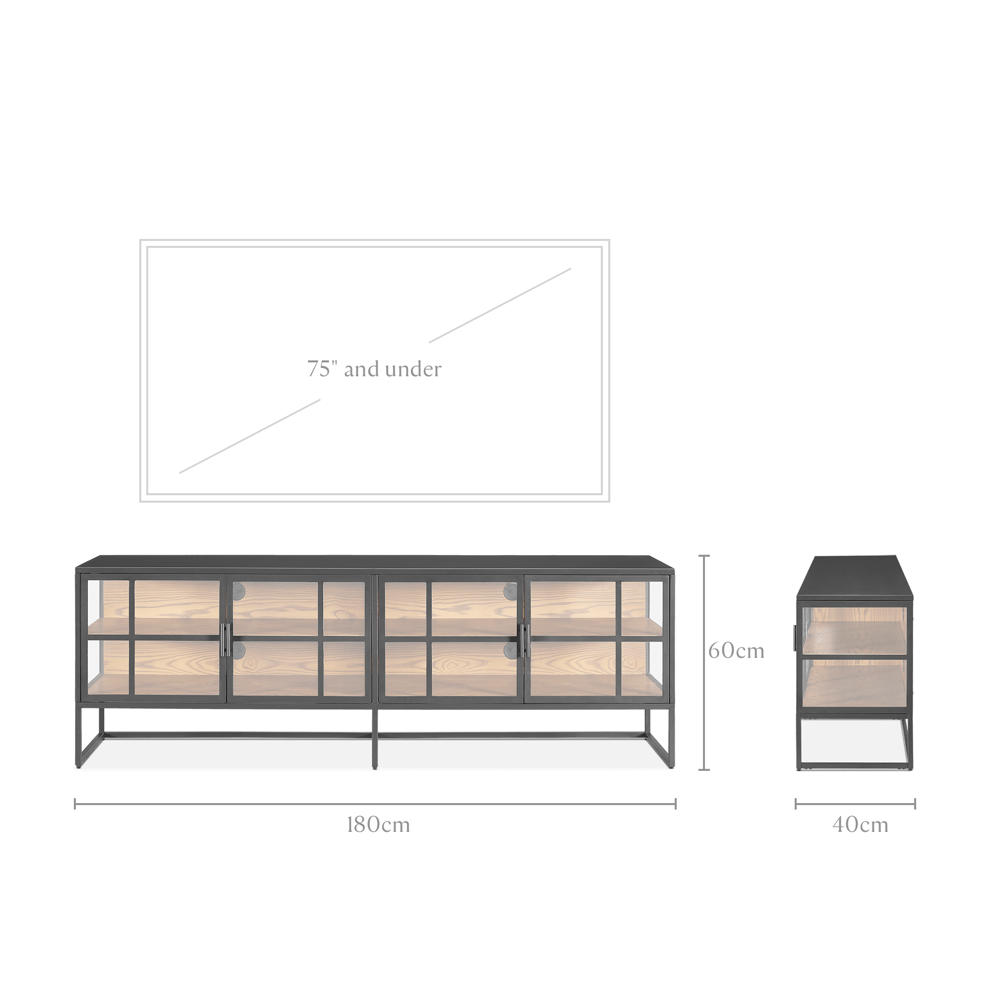 dimension of Panes Glass TV Unit