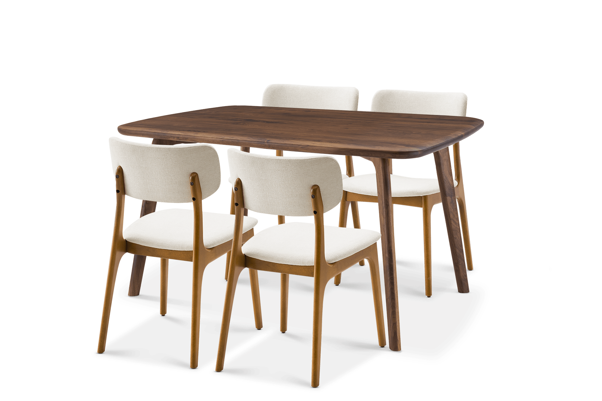 Vincent Dining Table 150cm with 4 Brighton Dining Chairs, (Performance Anderson) Cream (Dark Walnut)​