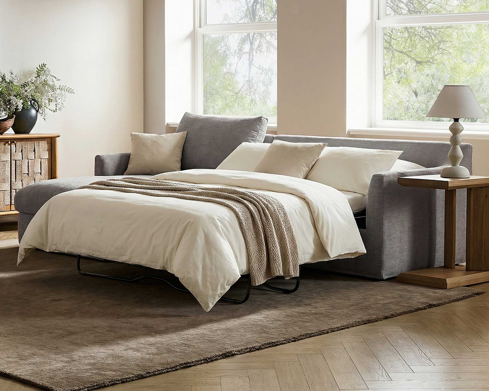 Agnes Chaise Sectional Sleeper Sofa Left Facing, (Sadie) Ash lifestyle