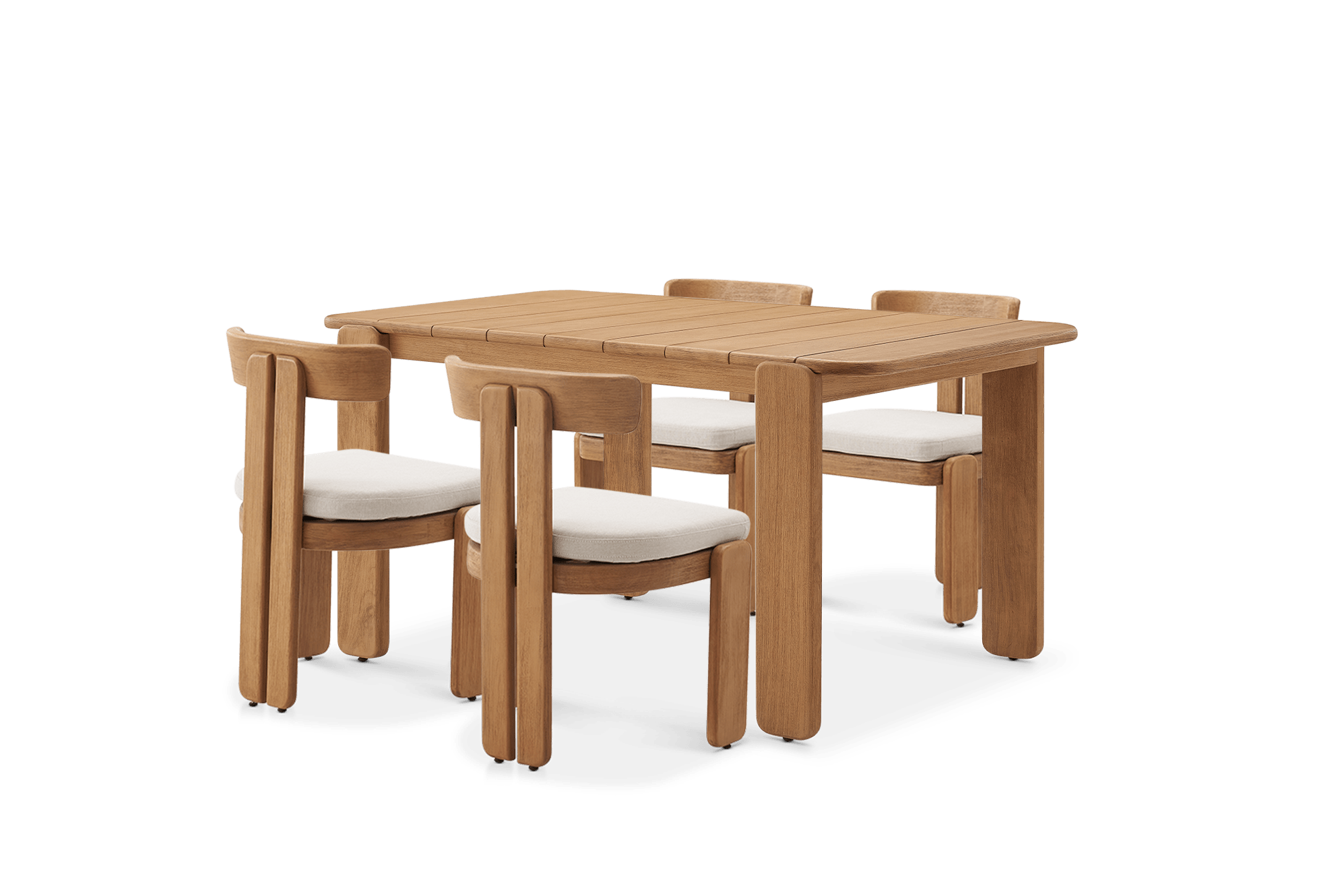 Eden Outdoor Dining Table 63" and 4 Dining Chairs, (Sable) Oat
