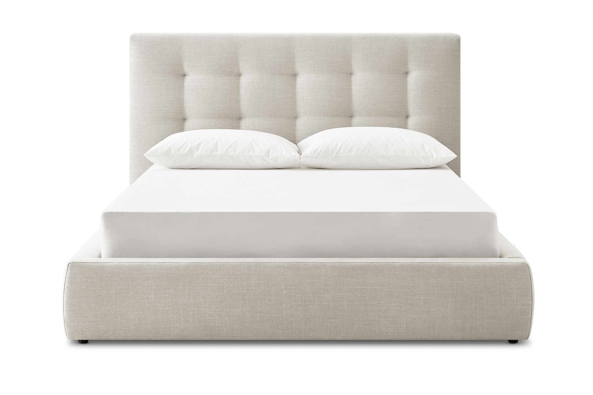 Miyo Grid Tufted Queen Size Bed, (Performance Genova) Oat