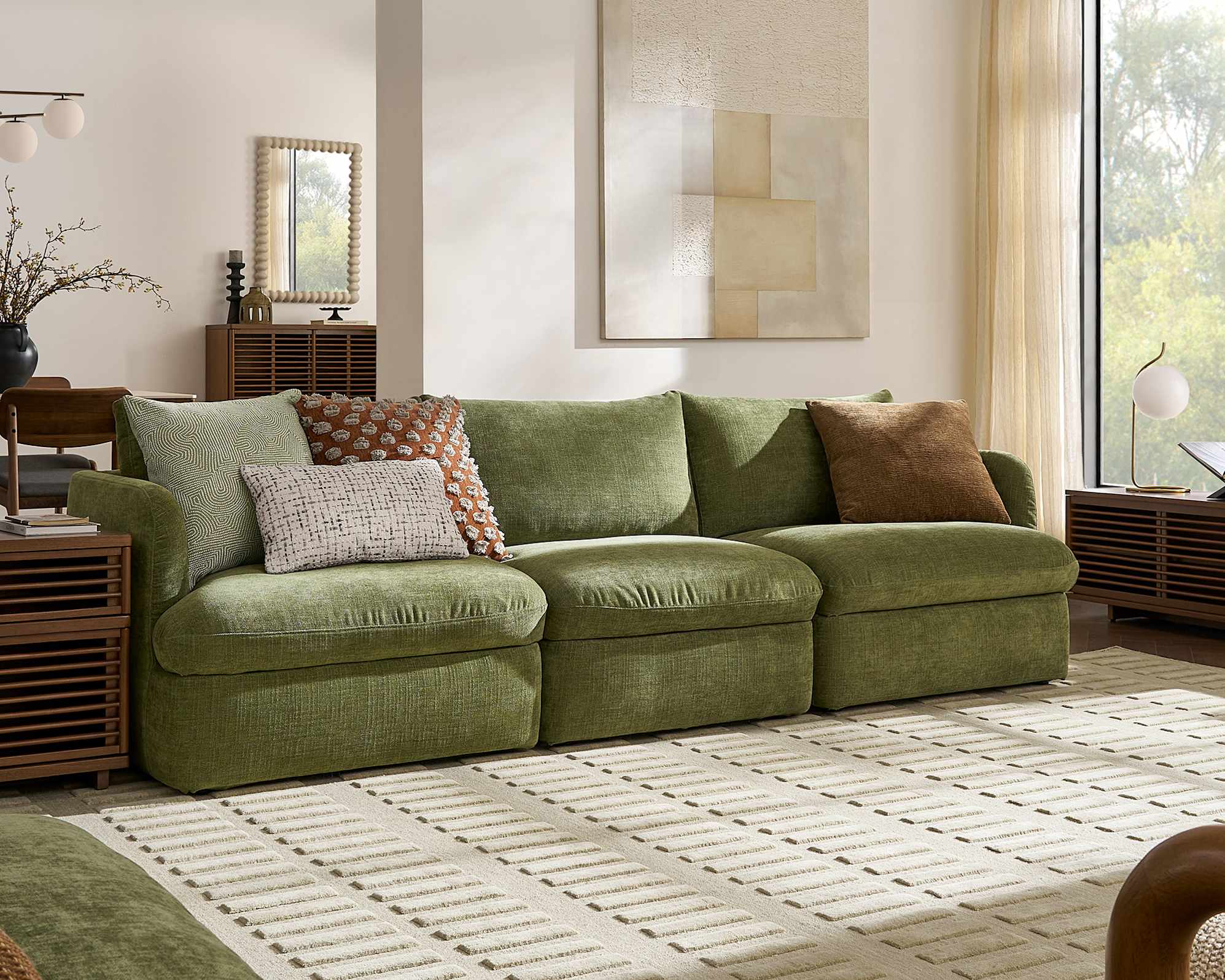 Ollie Storage Extended 3 Seater Sofa, (Greta) Moss lifestyle