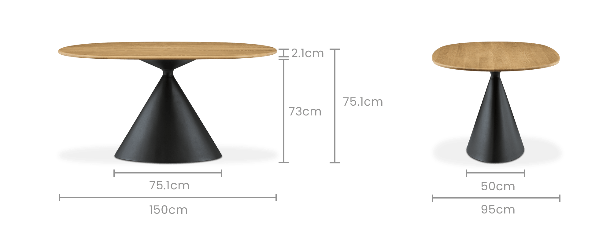 dimension of Forma Oval Dining Table