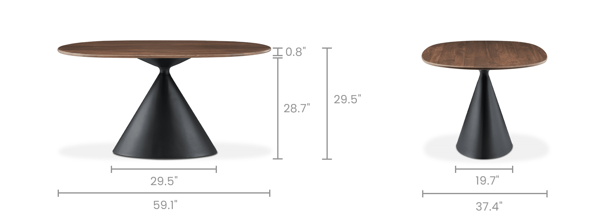 dimension of Forma Oval Dining Table