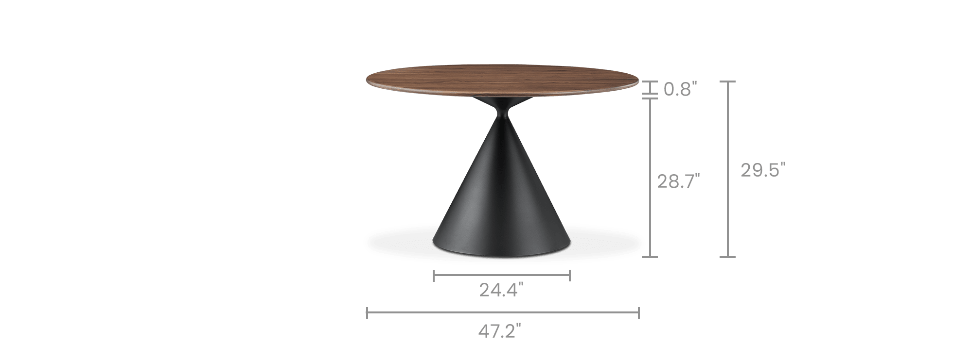dimension of Forma Round Dining Table