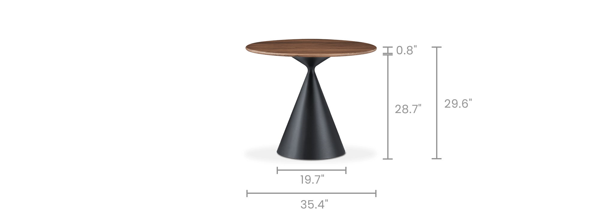 dimension of Forma Round Dining Table