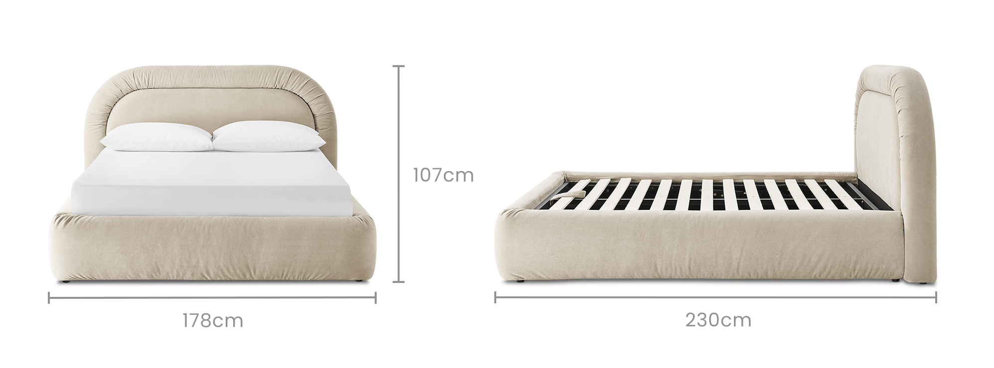 dimension of Camille Ottoman Storage Bed