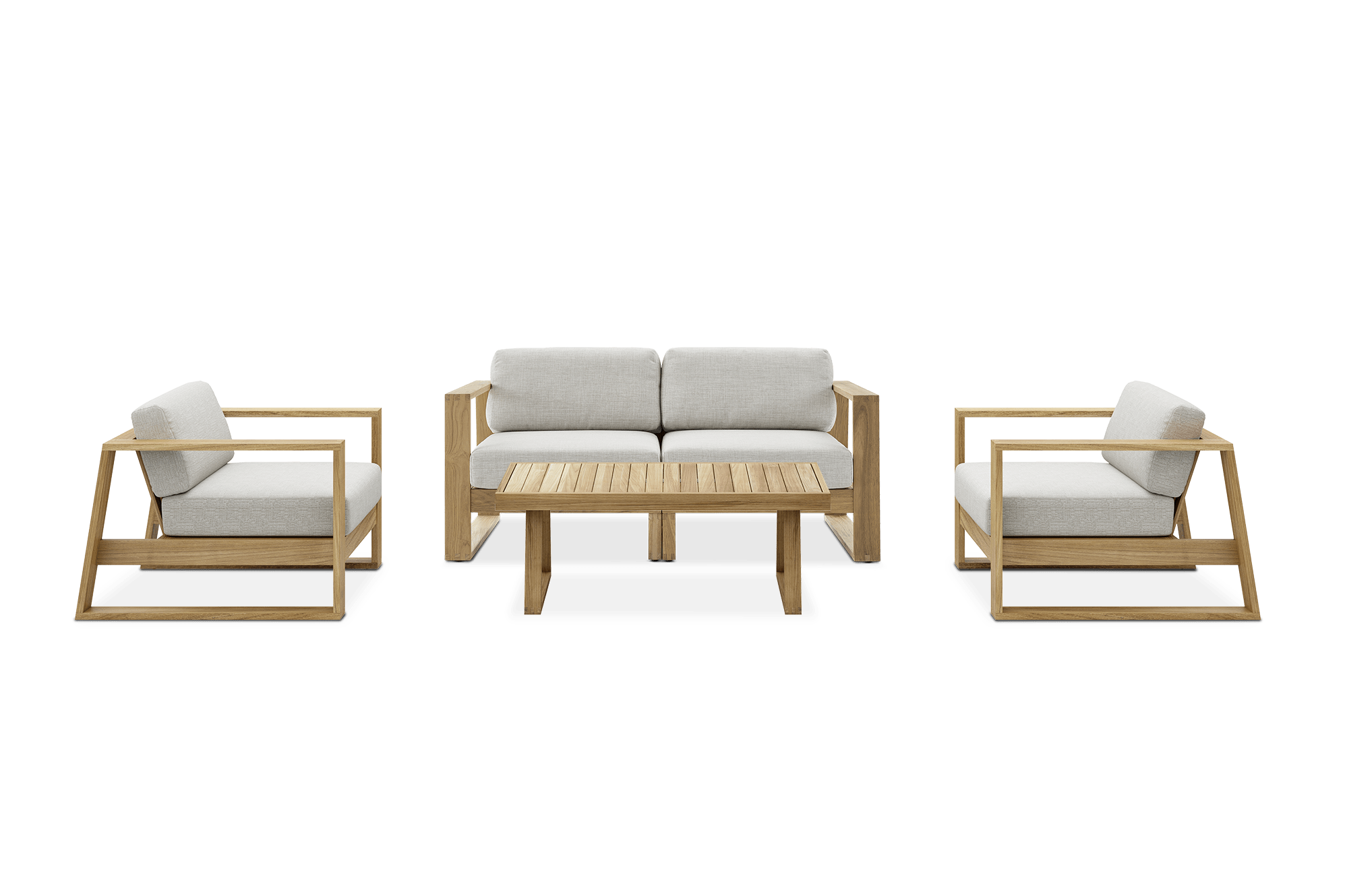 Rio Garden Teak Sofa, 2 Lounge Chairs & Table Set 1