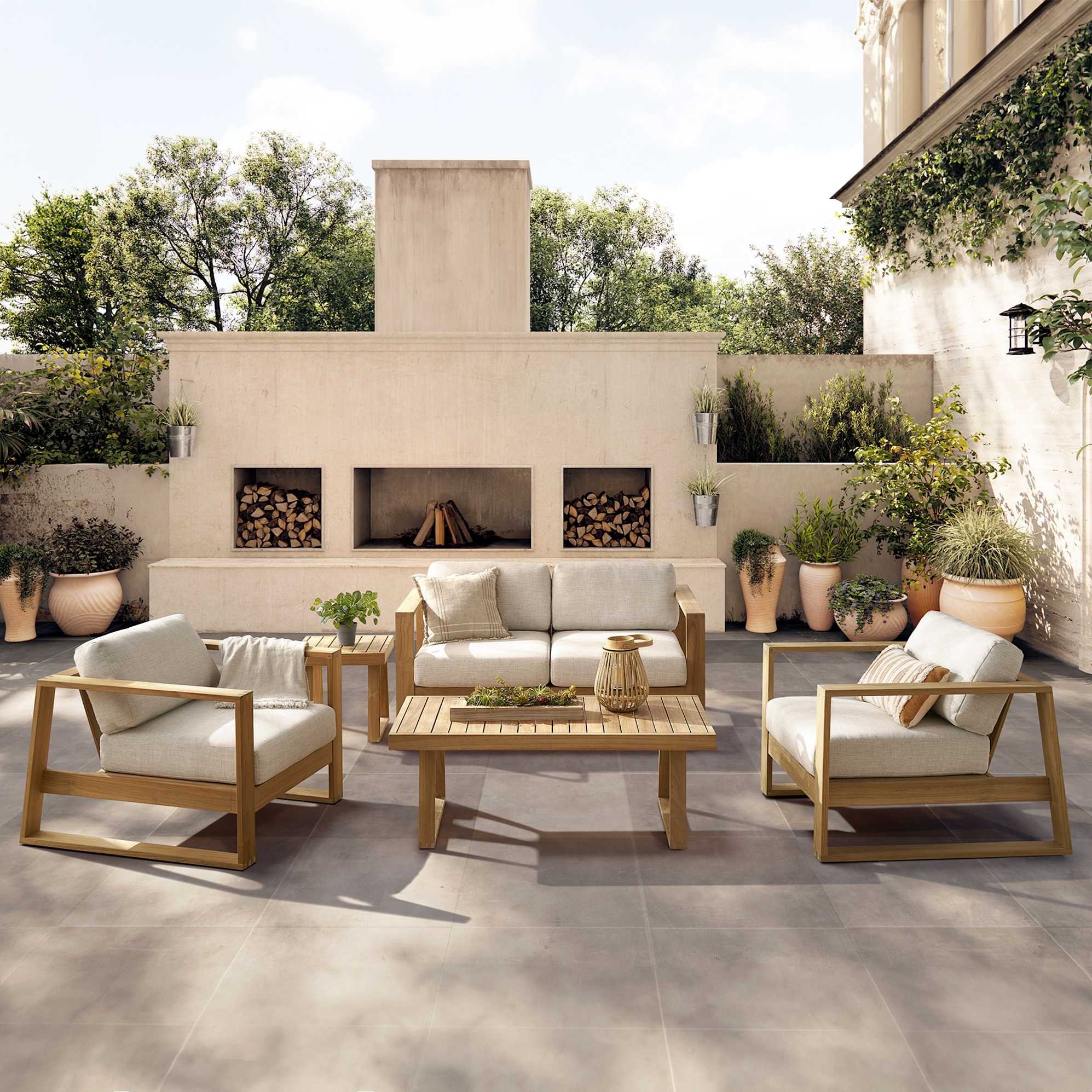 Rio Garden Teak Sofa, 2 Lounge Chairs & Table Set 0