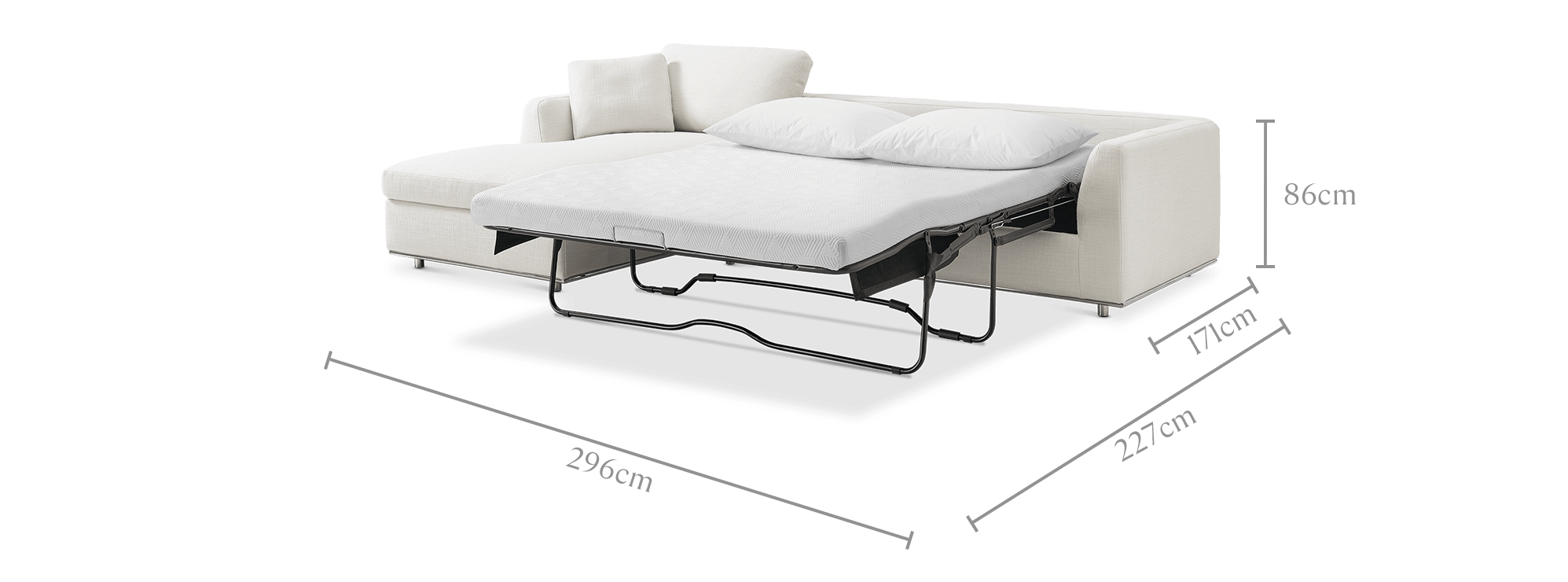 dimension of Hamilton Chaise Sectional Sofa Bed