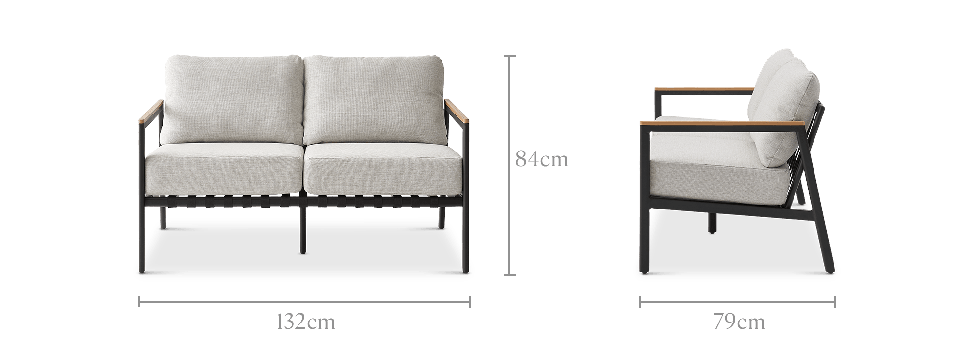 dimension of Sorrento Garden 2 Seater Sofa