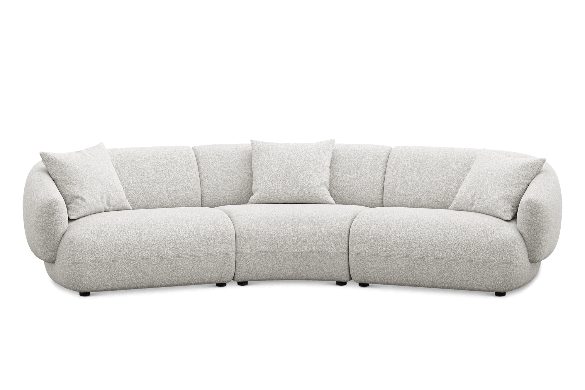 Auburn Curve 3 Seater Sofa Customised, (Performance Boucle) Light Grey