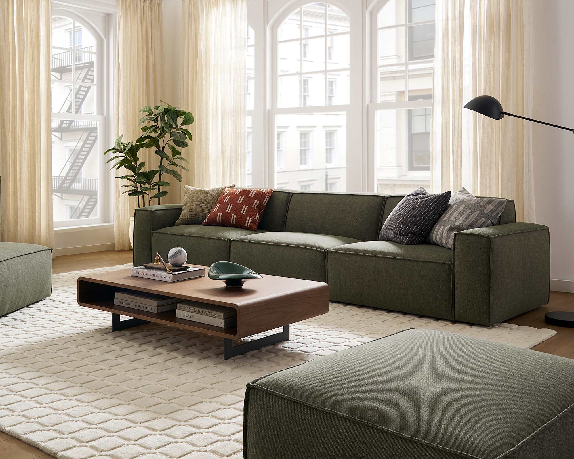 Jonathan Extended 3 Seater Sofa, (Performance Twill) Moss lifestyle