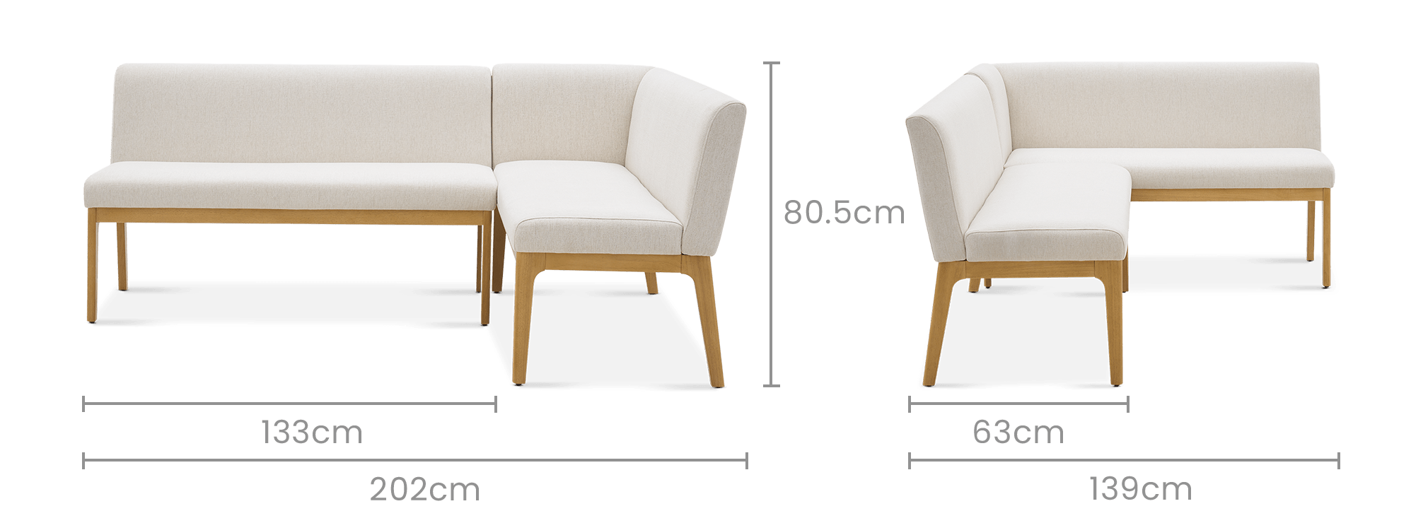 dimension of Elliot Performance Fabric L-Shaped Banquette