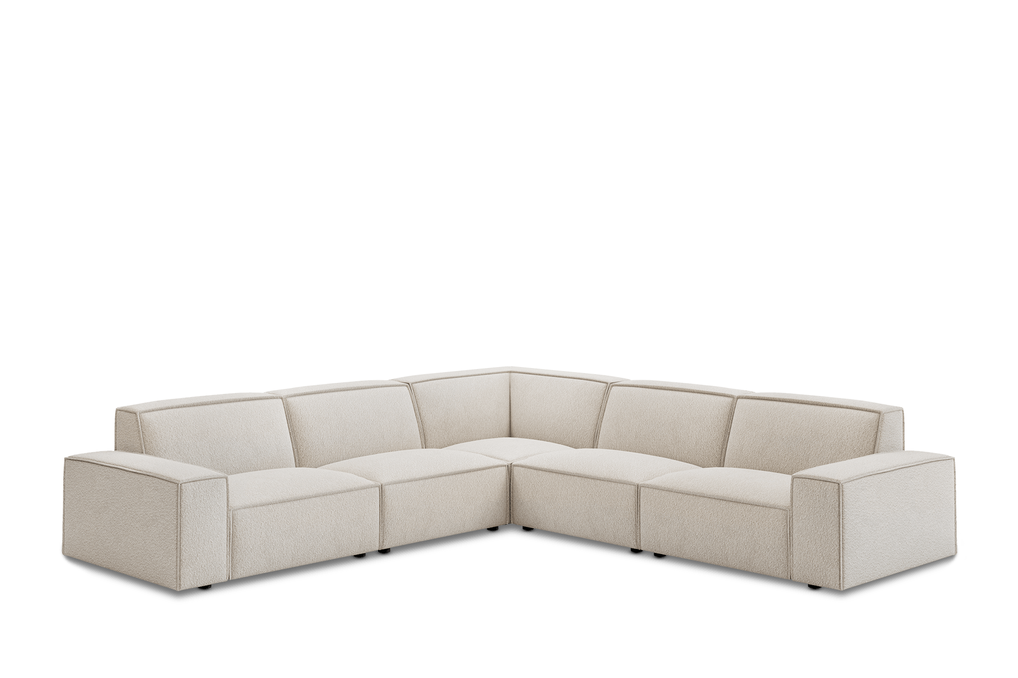 Jonathan L-Shape Sectional Sofa Customised, (Performance Boucle) Cream