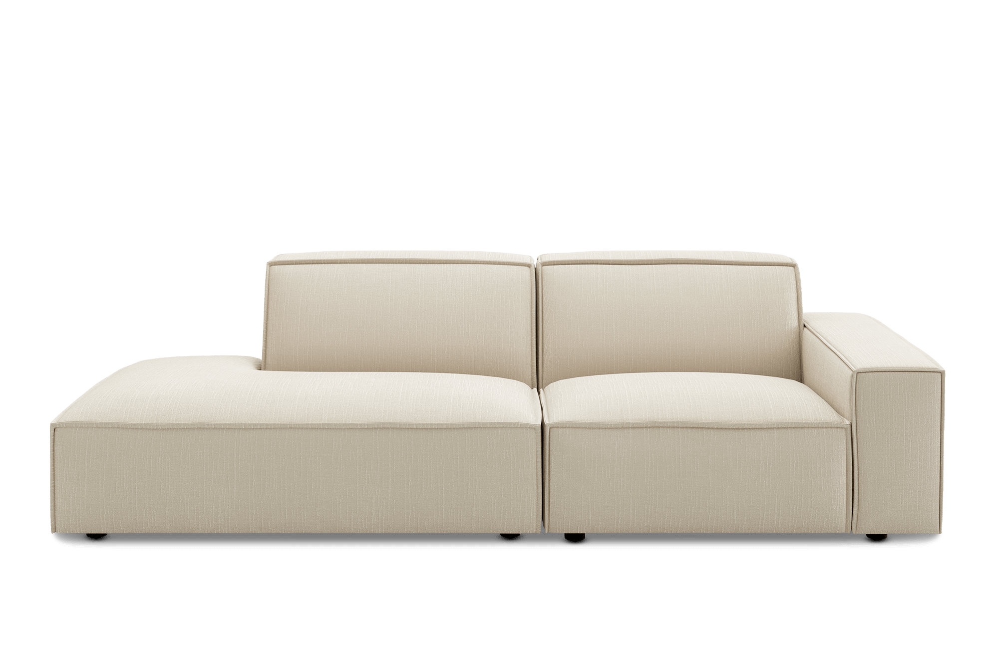 Jonathan Side Chaise Sofa Left Facing Customised, (Washed Chenille) Cream